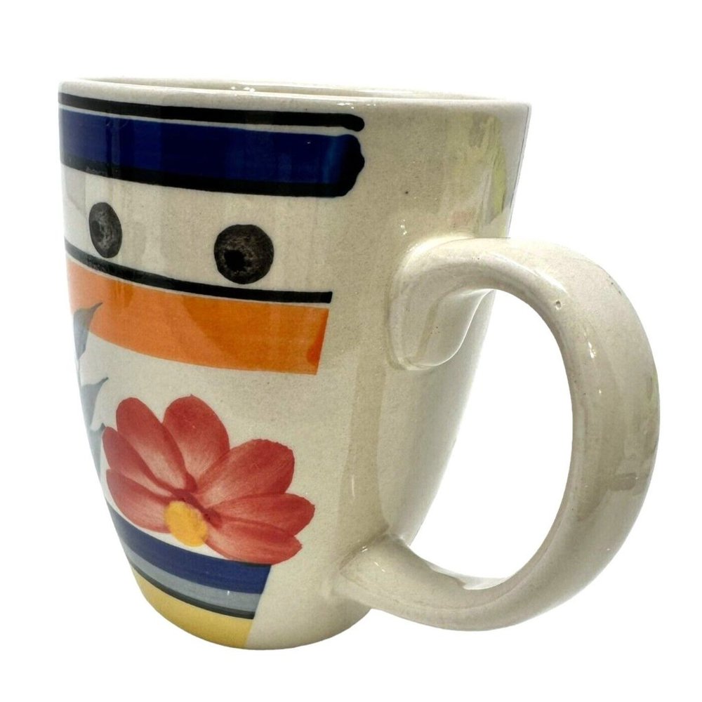 Azul Mug Hand Painted Ceramic Pottery Very Colorful Floral Coffee Tea Cup 10 oz - Picture 4 of 9